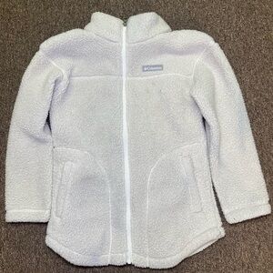 Columbia Girls Fleece Jacket Full Zip Size Medium With Pockets color ivory